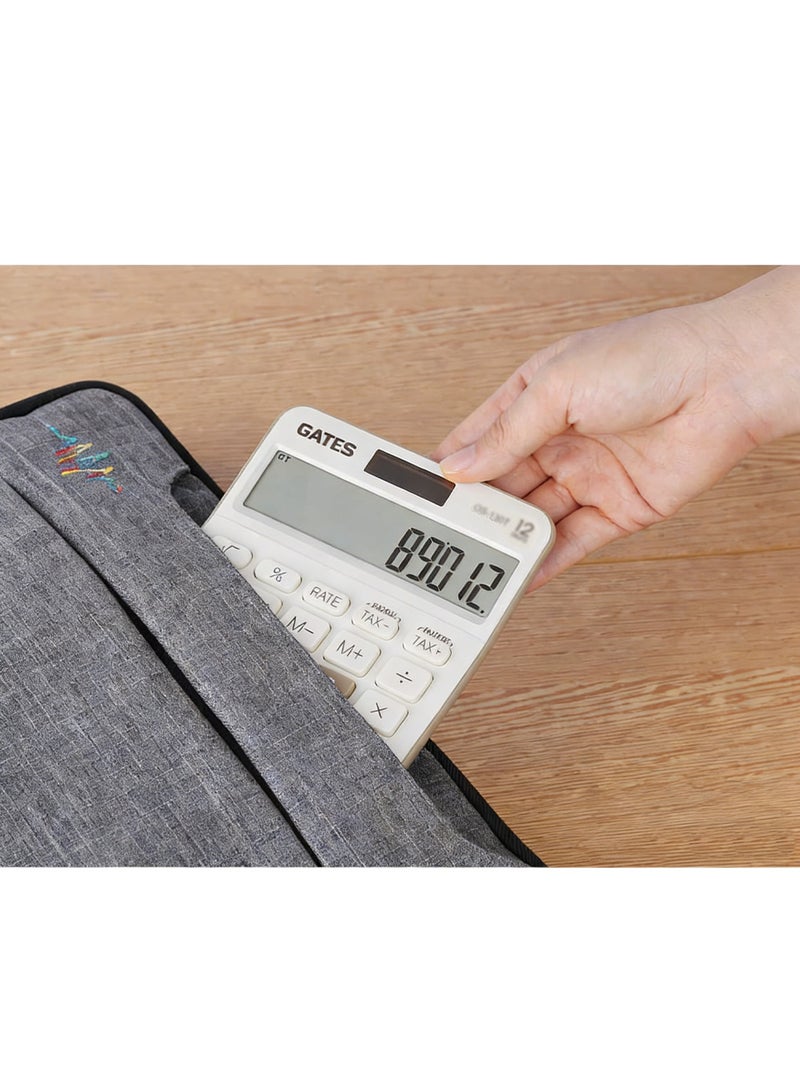 Gates Office Calculator Desktop, Colorful Desktop 12-Digit Calculator with Bright LCD Display - Dual Power  (Solar &Battery) Anti-Slip Design for Financial Accounting Business Use, Office, and High School - Image 2